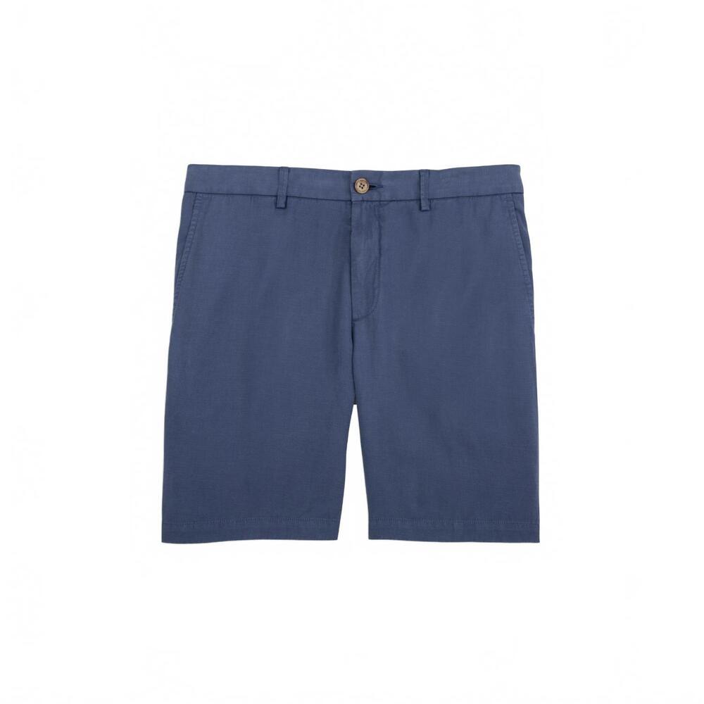 NEW SCOTT BARBER men's linen blend shorts in navy